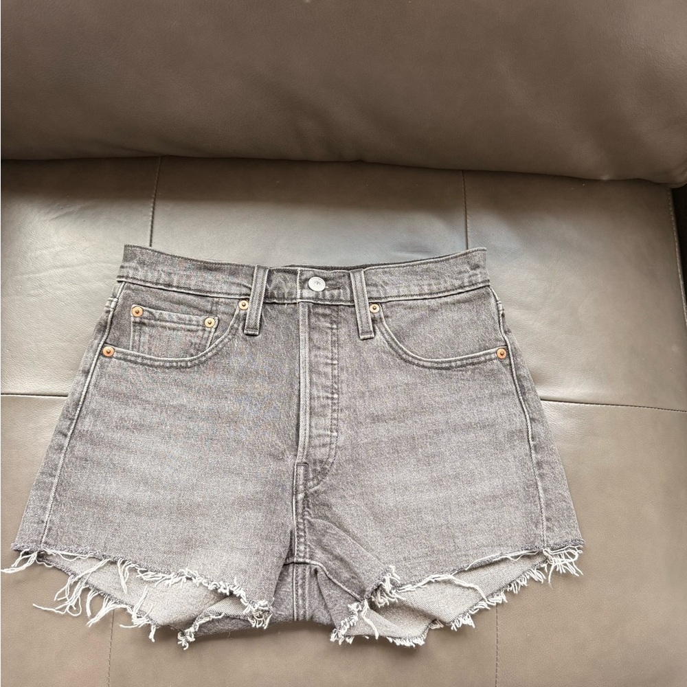 Levi's Gray Frayed Hem Jean Shorts